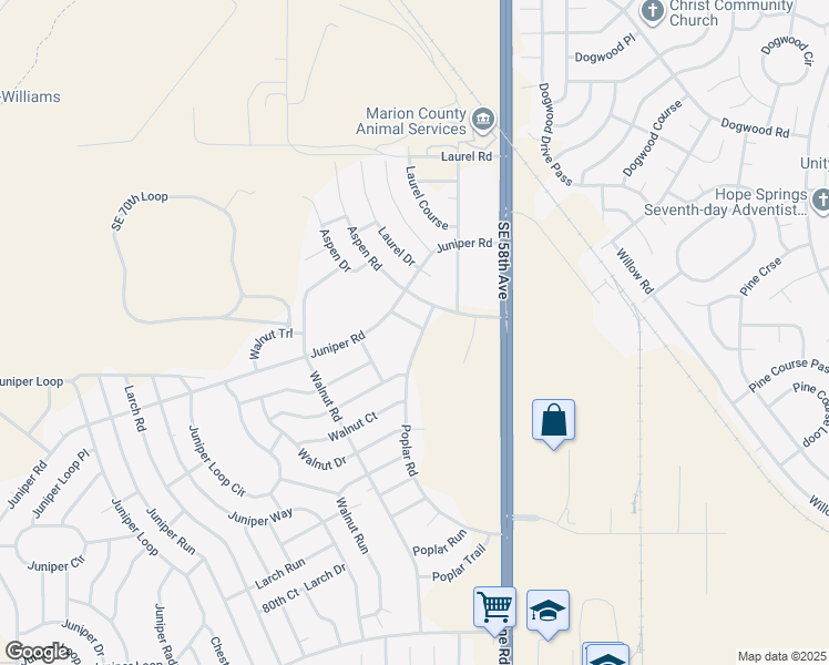 map of restaurants, bars, coffee shops, grocery stores, and more near 10 Poplar Court in Ocala