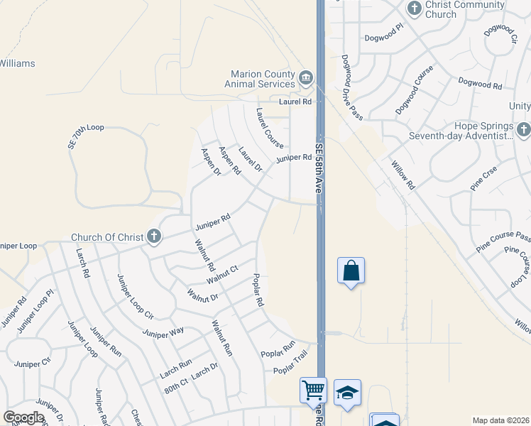 map of restaurants, bars, coffee shops, grocery stores, and more near 10 Poplar Court in Ocala