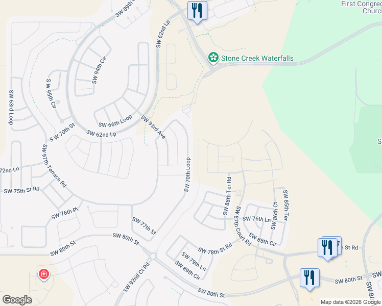 map of restaurants, bars, coffee shops, grocery stores, and more near 9119 Southwest 70th Loop in Ocala