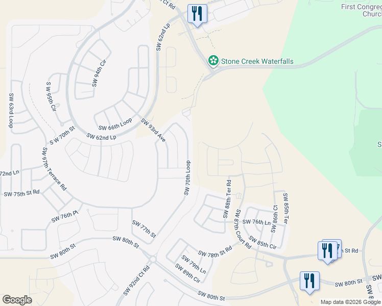 map of restaurants, bars, coffee shops, grocery stores, and more near 9119 Southwest 70th Loop in Ocala