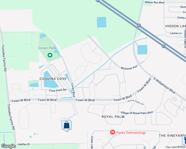 map of restaurants, bars, coffee shops, grocery stores, and more near 5304 Peach Blossom Boulevard in Port Orange