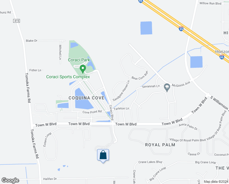 map of restaurants, bars, coffee shops, grocery stores, and more near 1842 Palmetto Scrub Circle in Port Orange