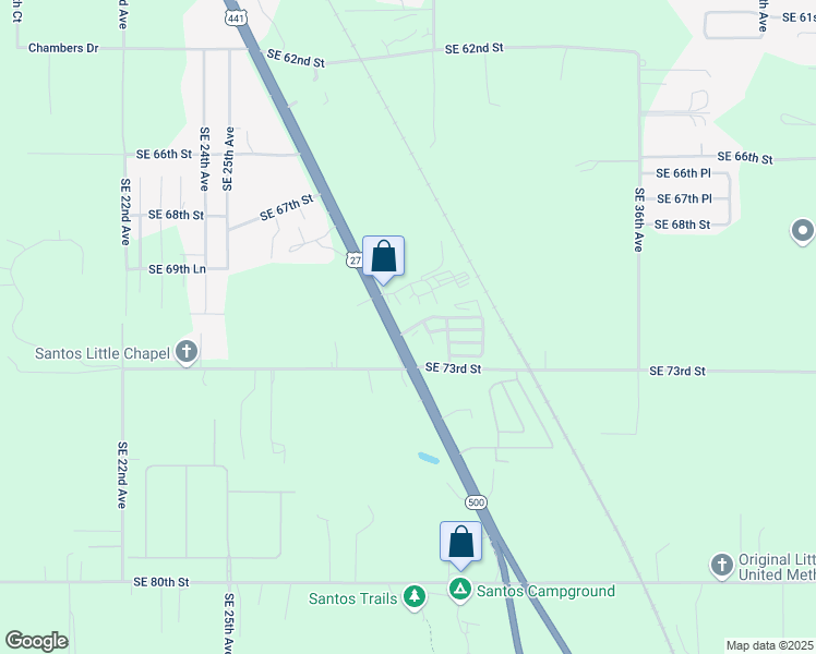 map of restaurants, bars, coffee shops, grocery stores, and more near 7174 South Pine Avenue in Ocala