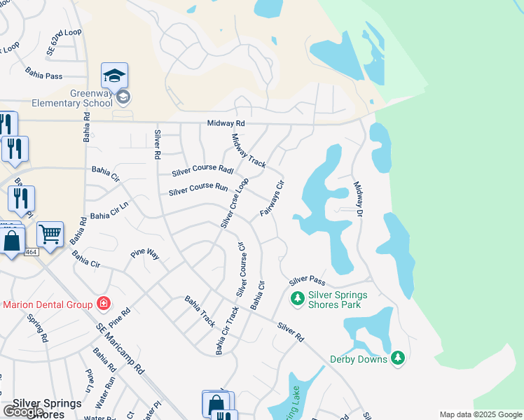 map of restaurants, bars, coffee shops, grocery stores, and more near 510 Bahia Circle in Ocala