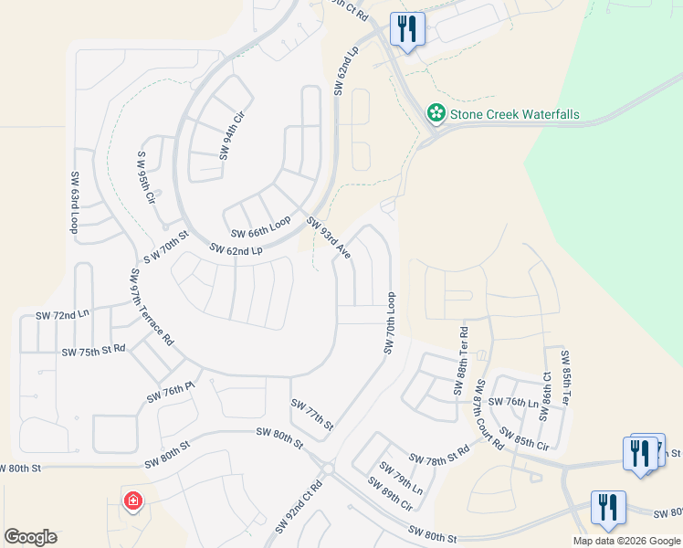 map of restaurants, bars, coffee shops, grocery stores, and more near 7202 Southwest 93rd Avenue in Ocala