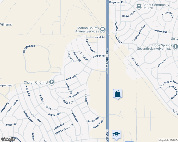 map of restaurants, bars, coffee shops, grocery stores, and more near 4 Poplar Road in Ocala