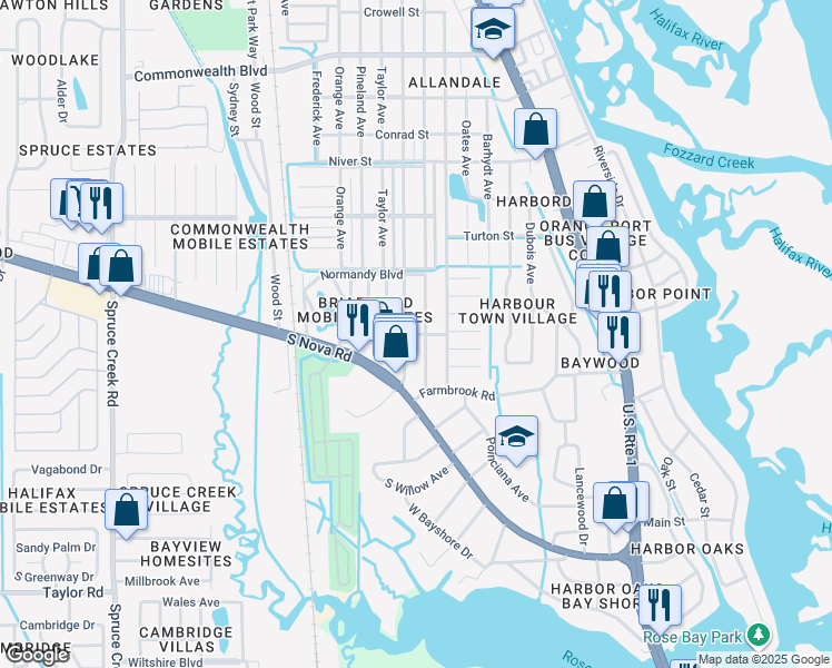 map of restaurants, bars, coffee shops, grocery stores, and more near 5661 Isabelle Avenue in Port Orange
