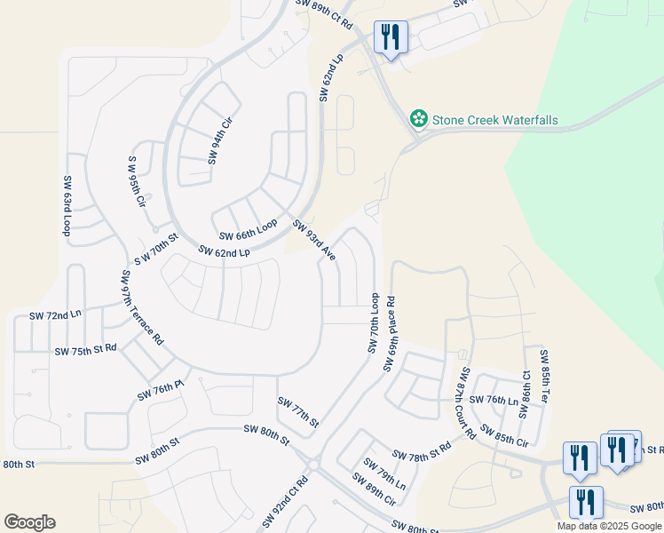 map of restaurants, bars, coffee shops, grocery stores, and more near 7202 Southwest 93rd Avenue in Ocala