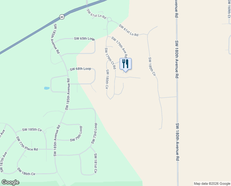 map of restaurants, bars, coffee shops, grocery stores, and more near 7210 Southwest 179th Court Road in Dunnellon