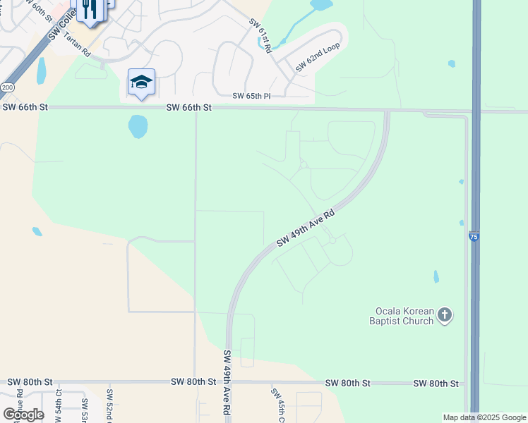map of restaurants, bars, coffee shops, grocery stores, and more near Southwest 43rd Avenue in Ocala
