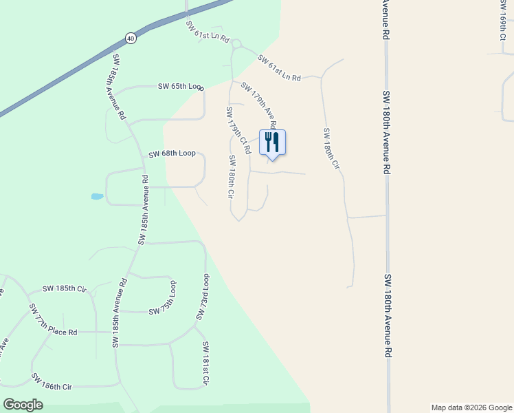 map of restaurants, bars, coffee shops, grocery stores, and more near 7210 Southwest 179th Court Road in Dunnellon