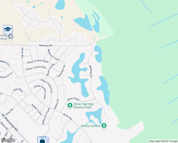 map of restaurants, bars, coffee shops, grocery stores, and more near 539 Midway Drive in Ocala