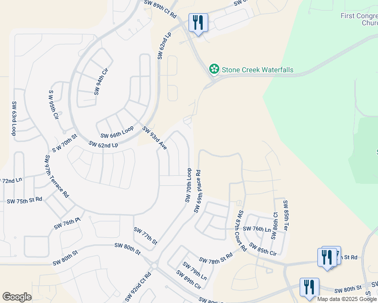 map of restaurants, bars, coffee shops, grocery stores, and more near 9192 Southwest 70th Loop in Ocala