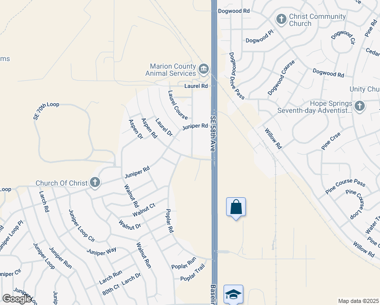 map of restaurants, bars, coffee shops, grocery stores, and more near 4 Poplar Road in Ocala