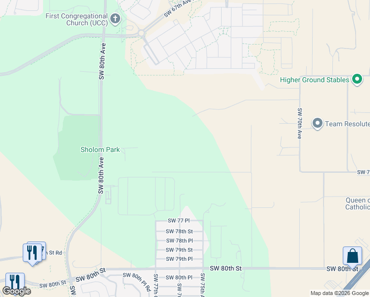 map of restaurants, bars, coffee shops, grocery stores, and more near 7589 Southwest 73rd Street in Ocala