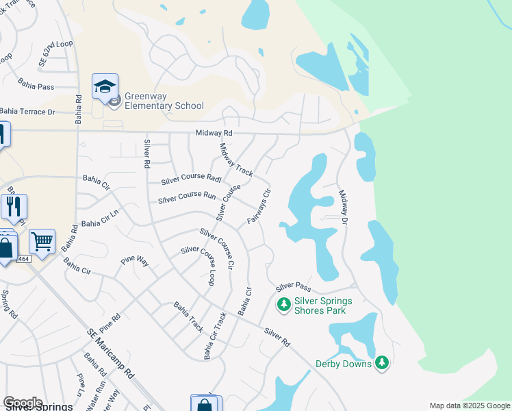 map of restaurants, bars, coffee shops, grocery stores, and more near 538 Fairways Circle in Ocala