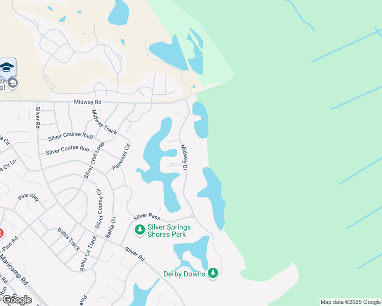 map of restaurants, bars, coffee shops, grocery stores, and more near 556 Midway Drive in Ocala