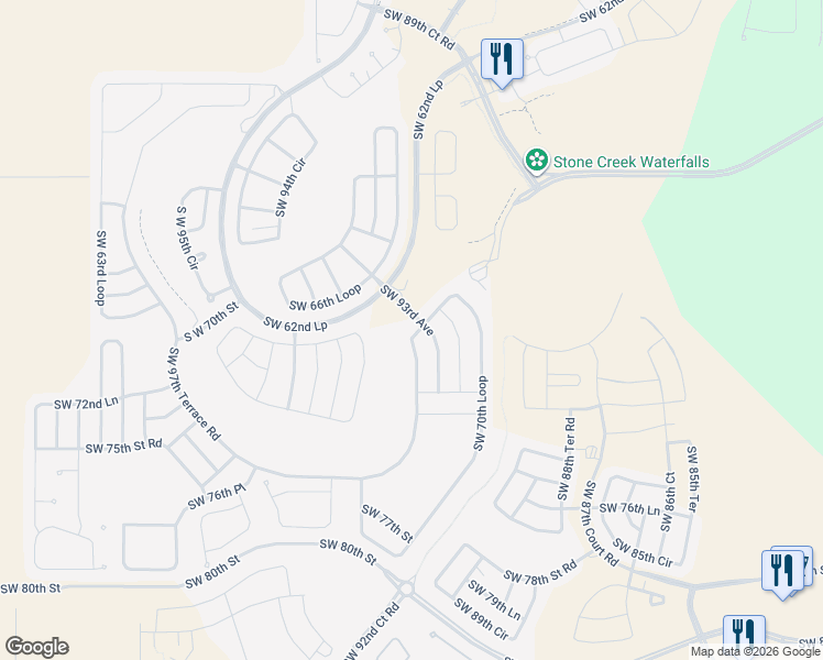 map of restaurants, bars, coffee shops, grocery stores, and more near 9055 Southwest 70th Loop in Ocala
