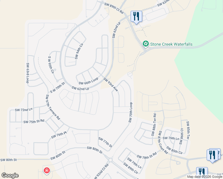 map of restaurants, bars, coffee shops, grocery stores, and more near 9055 Southwest 70th Loop in Ocala