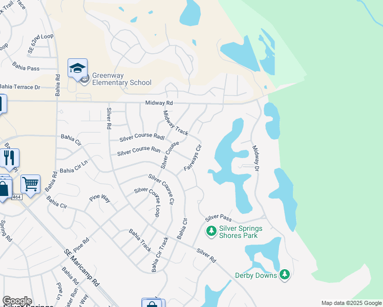 map of restaurants, bars, coffee shops, grocery stores, and more near 538 Fairways Circle in Ocala