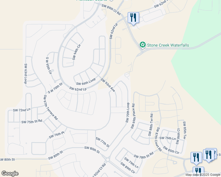 map of restaurants, bars, coffee shops, grocery stores, and more near 9055 Southwest 70th Loop in Ocala
