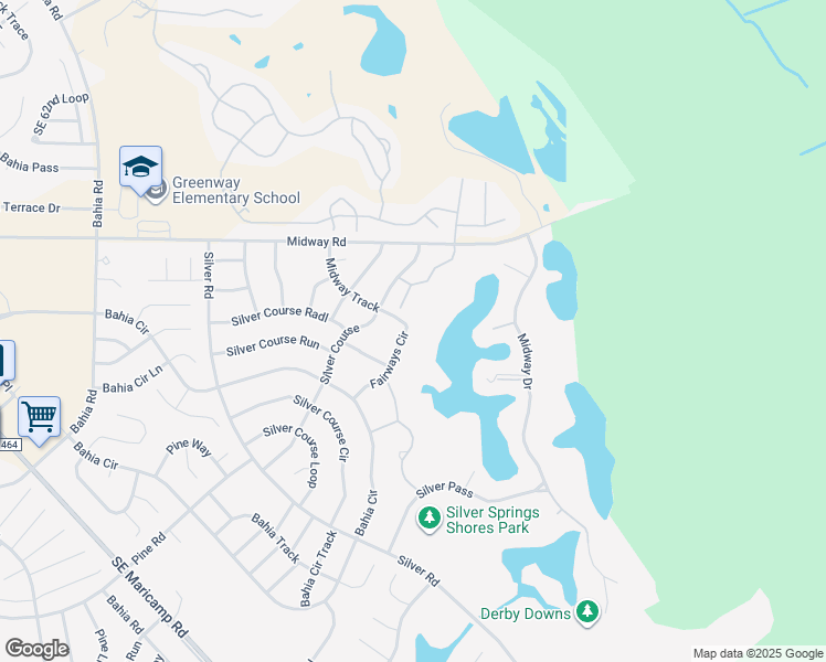 map of restaurants, bars, coffee shops, grocery stores, and more near 462 Fairways Circle in Ocala