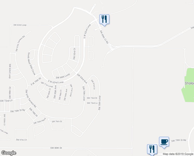 map of restaurants, bars, coffee shops, grocery stores, and more near 9164 Southwest 70th Loop in Ocala
