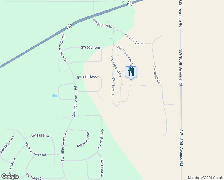 map of restaurants, bars, coffee shops, grocery stores, and more near 7745-7799 Southwest 180th Circle in Dunnellon