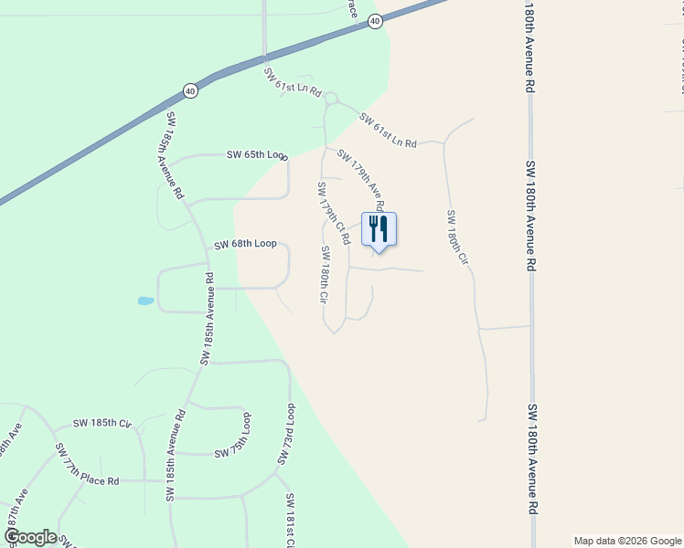 map of restaurants, bars, coffee shops, grocery stores, and more near 6898 Southwest 179th Avenue Road in Dunnellon