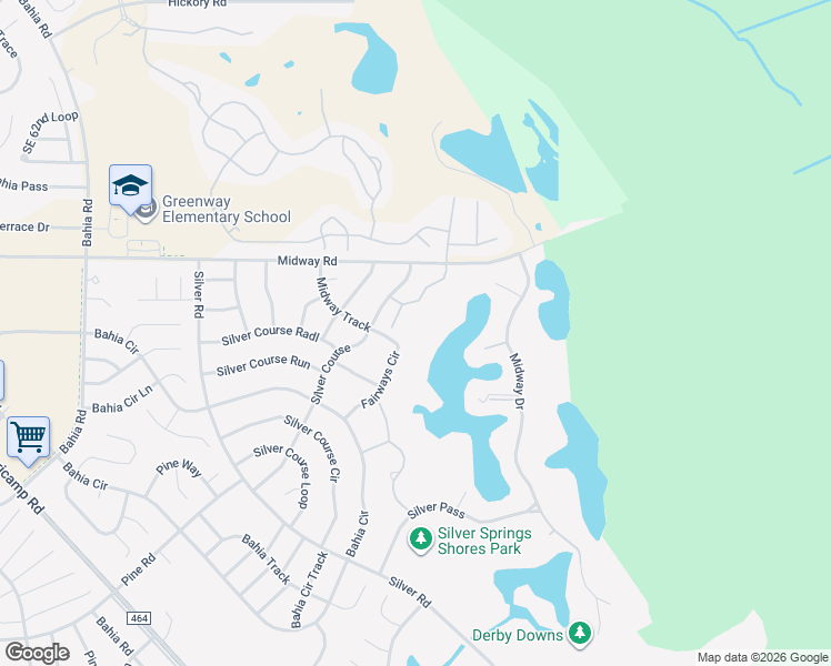 map of restaurants, bars, coffee shops, grocery stores, and more near 8181 Fairways Circle in Ocala