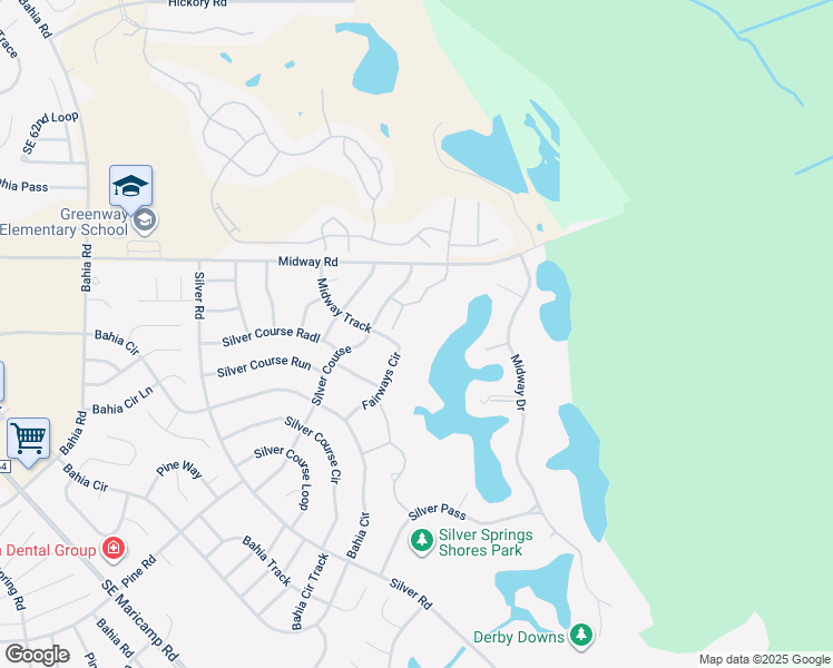 map of restaurants, bars, coffee shops, grocery stores, and more near 8181 Fairways Circle in Ocala