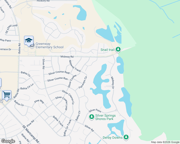 map of restaurants, bars, coffee shops, grocery stores, and more near 8181 Fairways Circle in Ocala