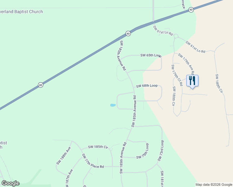 map of restaurants, bars, coffee shops, grocery stores, and more near 18443 Southwest 69th Loop in Dunnellon