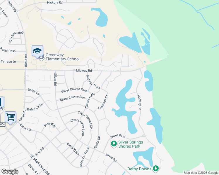 map of restaurants, bars, coffee shops, grocery stores, and more near 8201 Fairways Circle in Ocala