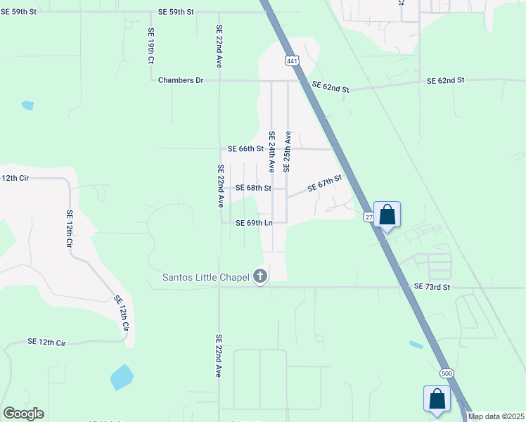 map of restaurants, bars, coffee shops, grocery stores, and more near 6919 Southeast 23rd Court in Ocala
