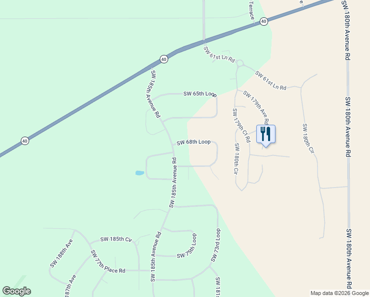 map of restaurants, bars, coffee shops, grocery stores, and more near 18012 Southwest 68th Loop in Dunnellon