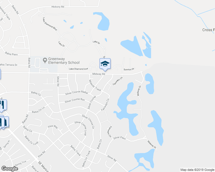 map of restaurants, bars, coffee shops, grocery stores, and more near 8186 Fairways Circle in Ocala