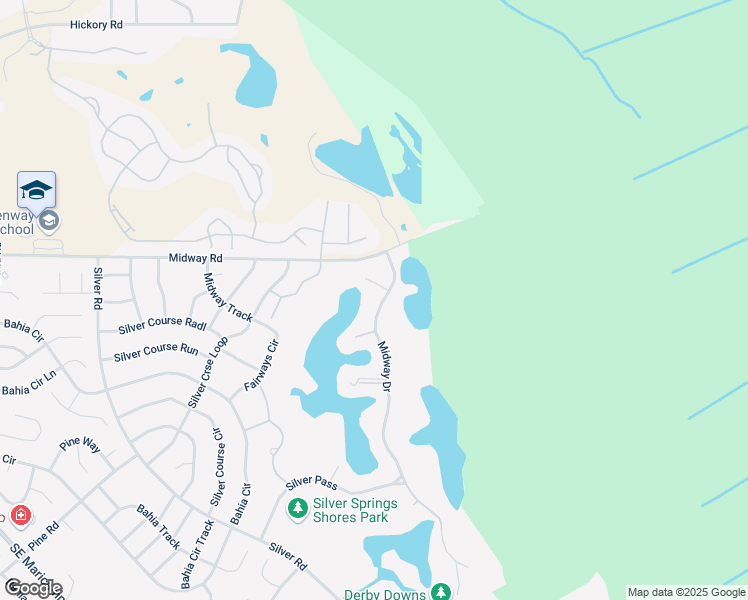 map of restaurants, bars, coffee shops, grocery stores, and more near 447 Midway Drive in Ocala