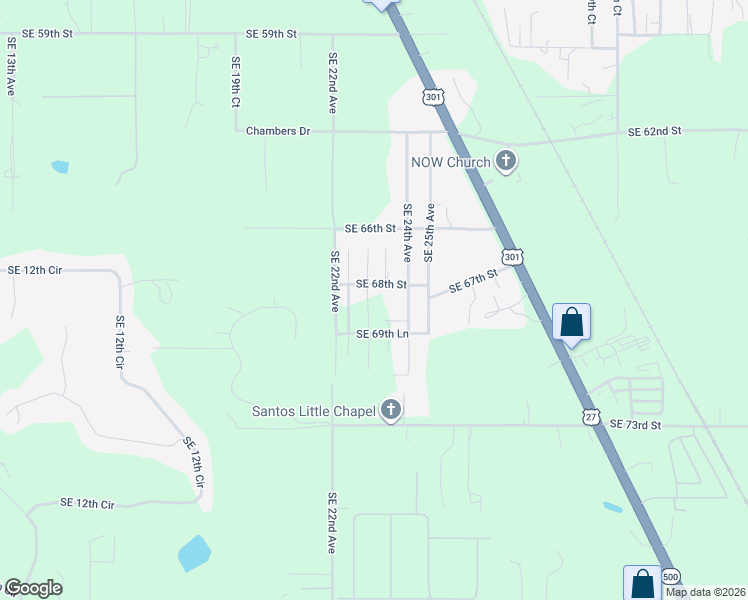 map of restaurants, bars, coffee shops, grocery stores, and more near 6890 Southeast 23rd Avenue in Ocala