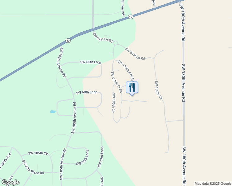 map of restaurants, bars, coffee shops, grocery stores, and more near 7745 Southwest 180th Circle in Dunnellon