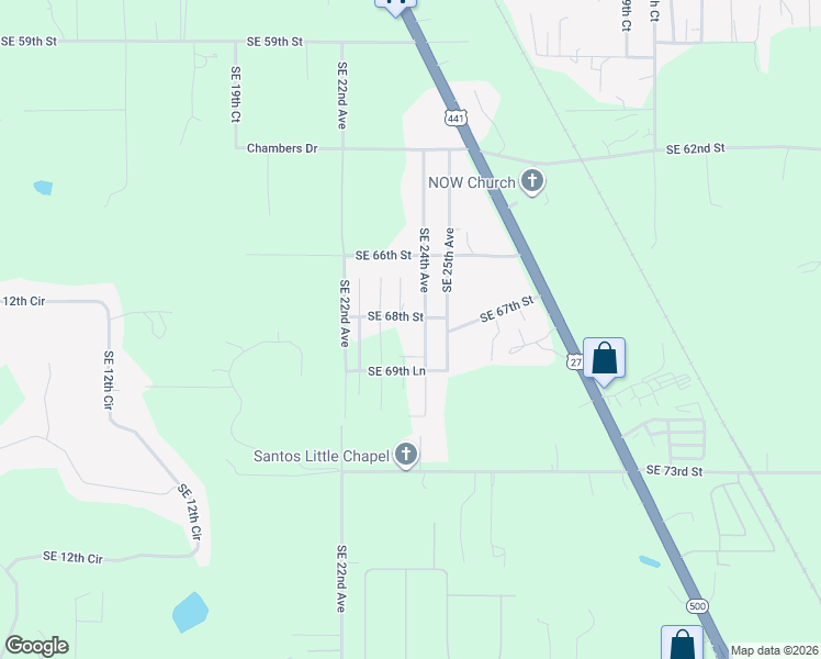 map of restaurants, bars, coffee shops, grocery stores, and more near 6919 Southeast 23rd Court in Ocala