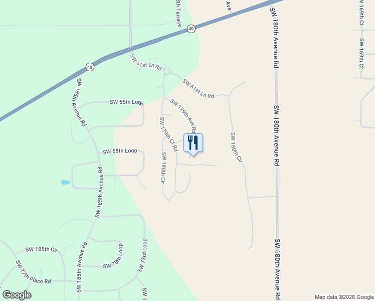map of restaurants, bars, coffee shops, grocery stores, and more near 6908 Southwest 179th Avenue Road in Dunnellon