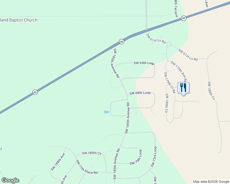 map of restaurants, bars, coffee shops, grocery stores, and more near 18443 Southwest 69th Loop in Dunnellon