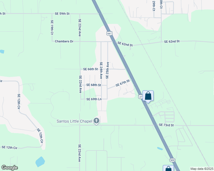map of restaurants, bars, coffee shops, grocery stores, and more near 2499 Southeast 68th Street in Ocala