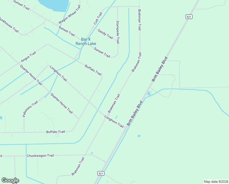 map of restaurants, bars, coffee shops, grocery stores, and more near 264 Brahman Trail in Angleton