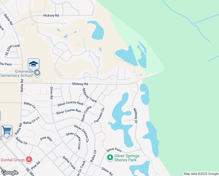 map of restaurants, bars, coffee shops, grocery stores, and more near 8122 Fairways Circle in Ocala