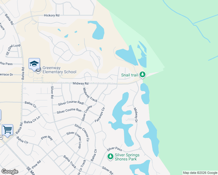 map of restaurants, bars, coffee shops, grocery stores, and more near 8122 Fairways Circle in Ocala