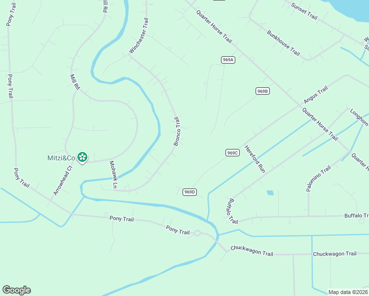 map of restaurants, bars, coffee shops, grocery stores, and more near 1243 Bronco Trail in Angleton