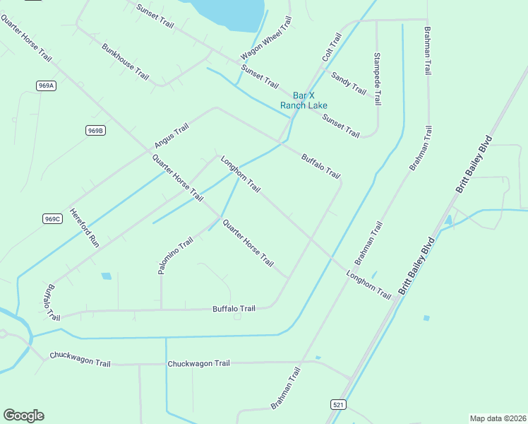map of restaurants, bars, coffee shops, grocery stores, and more near 583 Longhorn Trail in Angleton