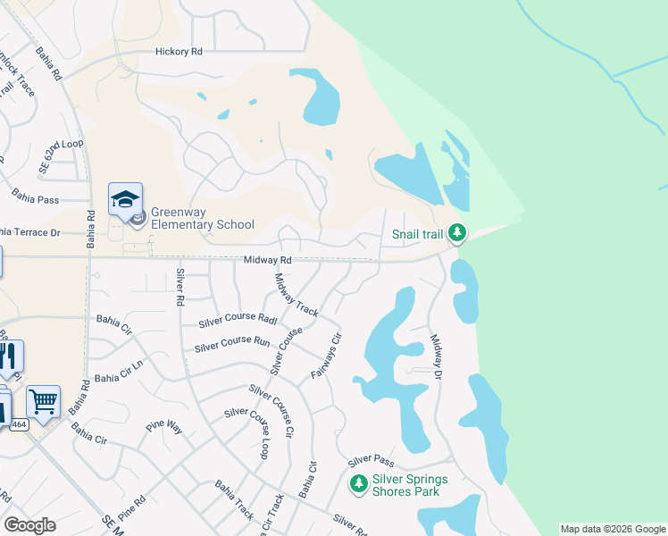 map of restaurants, bars, coffee shops, grocery stores, and more near 709 Lake Diamond Avenue in Ocala